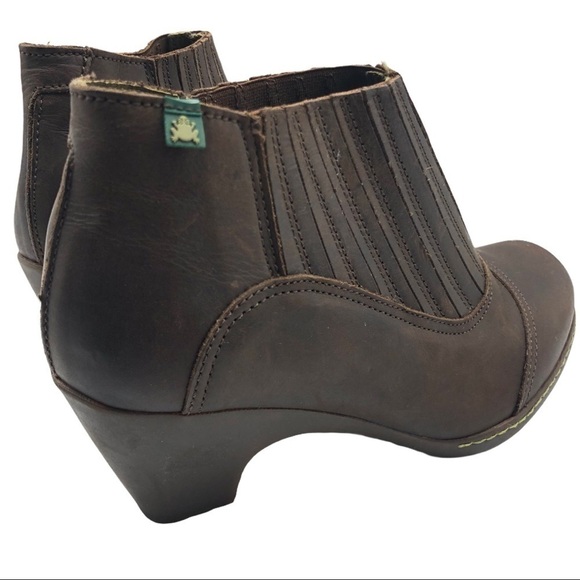 El Naturalista Brown Leather Slip On Heeled Ankle Boots Size 7 - Picture 6 of 10